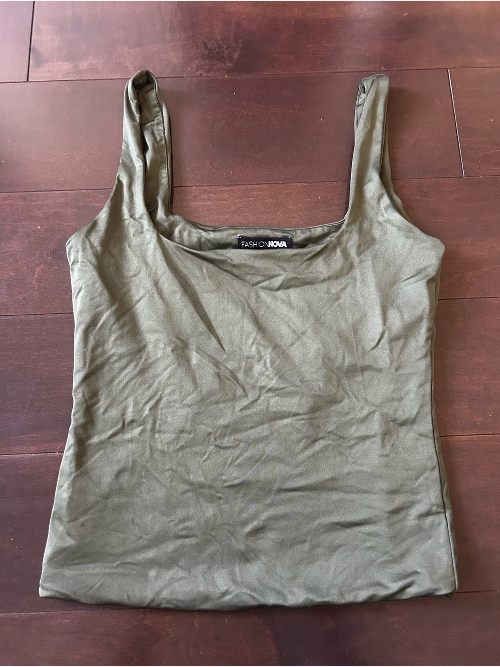 Fashion Nova Olive Scoop Neck Ribbed Tank